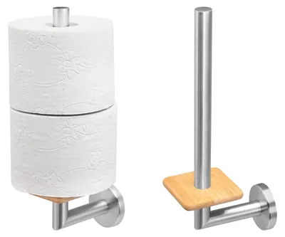 Image de bremermann Série salle de bain PIAZZA BAMBUS - support papier toilette avec fond en bambou, en bambou et acier inoxydable mat