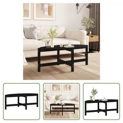 Zdjęcie produktu dla The Living Store stolik kawowy czarny 118x63x45 cm lite drewno sosnowe