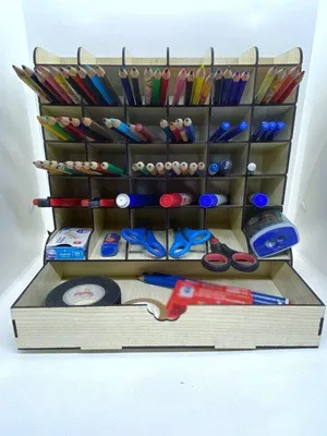 Immagine prodotto di Organizer da scrivania Wowart in legno con 36 scomparti, 28 x 14 x 28 cm