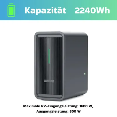 Produktbild von SUNNIVA® 1840W Balkonkraftwerk mit 4.48 kWh Speicher Marstek 2x B2500-D, 4x 460W BIFAZIAL FULLBLACK komplett Steckdose, PV Solaranlage + Solarspeicher