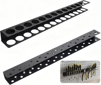 Productafbeelding van 2 stuks wandgereedschapshouders 40 cm, voor schroevendraaiers en gereedschap, met 14 & 19 gaten