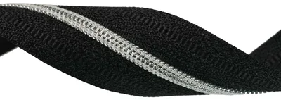 1m / Meterware Endlos-Reißverschluss spiralförmig 3mm, Bandbreite 28mm, silber