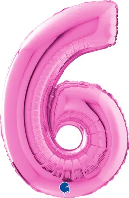 Produktbild von Riesenzahl Folienballon 26"/66cm | Pink Zahl: 6