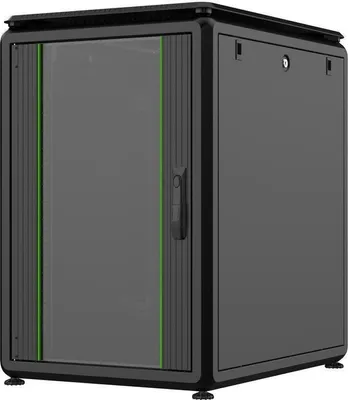 Produktbild von LOGON RDL16U68BL, Freistehendes Gestell, 16U, 600 kg, Sperrschloss, Verstellbare Füße, Verbessertes Kabelmanagement