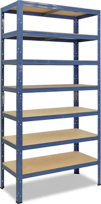 Image de shelfplaza HOME 230x50x45 cm Étagère charges lourde en bleu avec 7 étagères et une capacité de charge de 125 kg par étagère