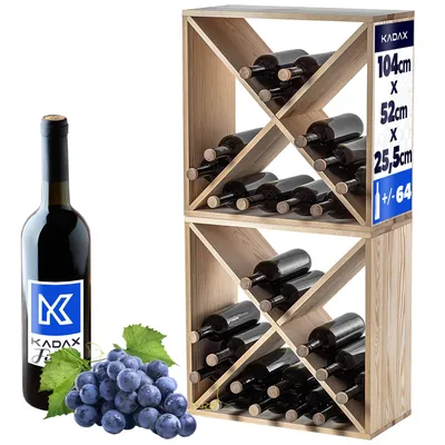 Produktbild von KADAX Weinregal aus Holz, 52 x 25.5 x 52 cm, Natürlich, 2 Stück