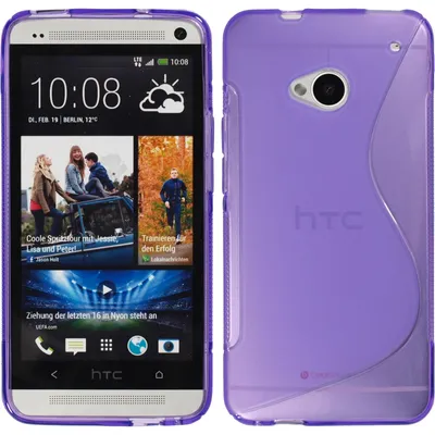 Produktbild von PhoneNatic Case kompatibel mit HTC One - lila Silikon Hülle S-Style + 2 Schutzfolien