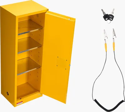 Image de SucceBuy Armoire anti-incendie pour matériaux inflammables (87,06 L) avec étagère réglable, fabriquée en acier laminé à froid et galvanisé, armoire de sécurité jaune pour substances dangereuses