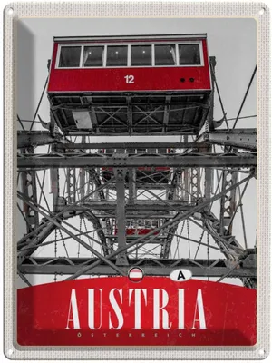 Image de vianmo Plaque en tôle 40x30 cm Österreich Gondeln rot Aussicht