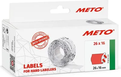 Produktbild von METO Etiketten für Preisauszeichner 26 x 16 mm rot 6 Rollen à 1.000 Etiketten