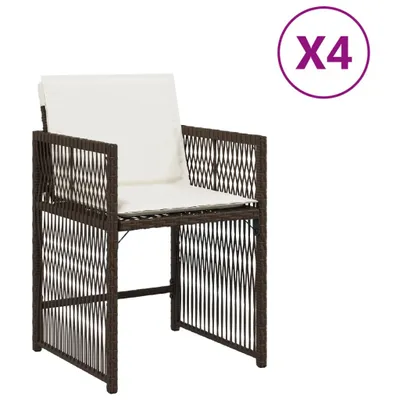 Produktbild von Gartenstühle mit Kissen 4 Stk. Braun Poly Rattan