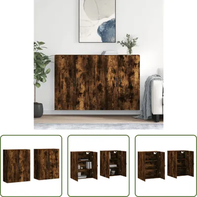 Produktbild von The Living Store Wandschränke 2 Stk. Räuchereiche Holzwerkstoff