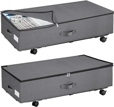 Immagine prodotto di 2 contenitori da mettere sotto il letto con struttura in metallo grigio