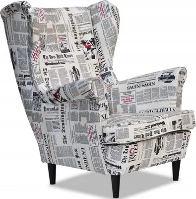 Produktbild von Family Meble Ohrensessel Print Relaxsessel Skandinavisch Bequemer Sessel Loungesessel Fernsehsessel Für Wohnzimmer Schlafzimmer Büro (GAZETA)