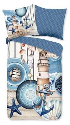 Productafbeelding van HIP Dekbedovertrek "Aldiana" - Blauw - (200x200 cm) - 100% Katoen