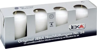 Produktbild von Kerzennachfüllung Nr. 24 Ø 50 x H 65 mm 4er Pack weiß, Brenndauer bis zu 24 Std.