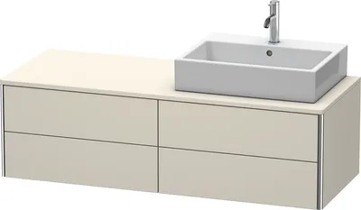 Image de Duravit XSquare Meuble sous-vasque sur console suspendu, 4 tiroirs, vasque à droite, 1400x400x548mm, XS4913R9191