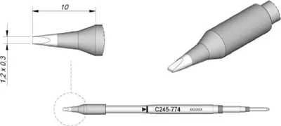 Produktbild von JBC Lötspitze Serie C245 Meißelform, C245774/1,2 x 0,3 mm, gerade C245774