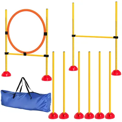 Obrázok produktu pre Sada pre agility pre psov – 3-dielna | Farba: žltá, červená | Rozmery: 19,5 x 83 x 103 cm