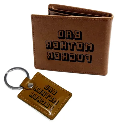 Produktbild von Pulp Fiction Bad Mother Fucker Set Geldbeutel/Geldbörse & Schlüsselanhänger Anhänger, echtes Leder