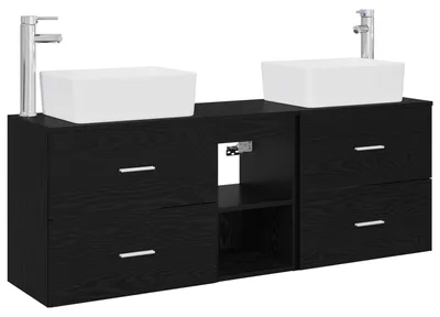 Immagine prodotto di Set di 3 mobili da bagno, colore nero, dimensioni 53 x 34,5 x 63 cm