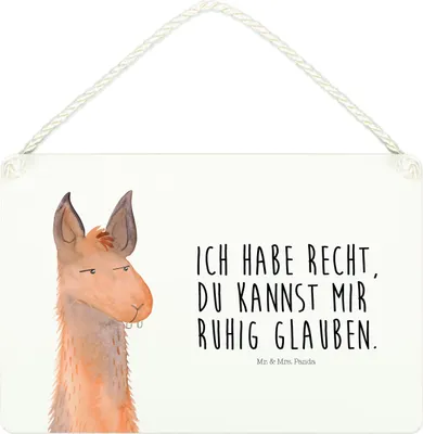 Produktbild von Mr. & Mrs. Panda Schild Lamakopf Genervt DIN A4 - Weiß - Geschenk, Beste Freundin, Lamas, Büro, Lama, Chef, Holzschild, Türschild, wandtafel, kleine aufmerksamkeit