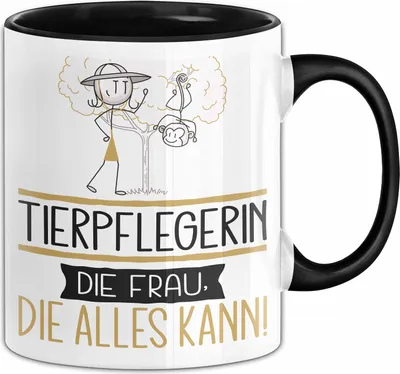 Produktbild von Tierpflegerin Geschenk Tasse Becher Die Frau Die Allen Kann Geschenkidee für eine Tierpflegerin Lustig (Schwarz)