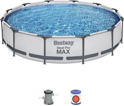 Produktbild von Aufstellpool Bestway Steel Pro Max, 366 x 76 cm, Rund, Inklusive Filterpumpe und Kartusche, 6473 L