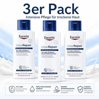Produktbild von 3er Pack Eucerin Urea Repair Intensivlotion 3x 250 ml, für trockene Haut