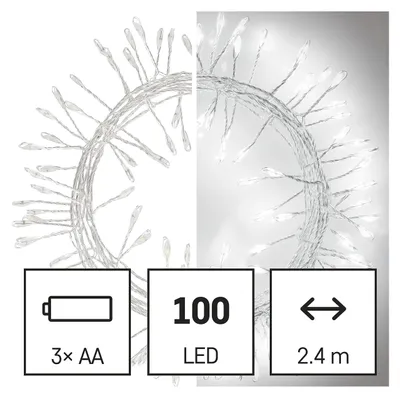 Productafbeelding van Kerstverlichting, koud wit, 100 LED's, IP20, 2,4 meter
