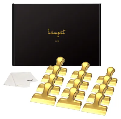 Produktbild von 12x Verschlussclips Gold Verschlussklammern Edelstahl Beutelclips Tütenclips