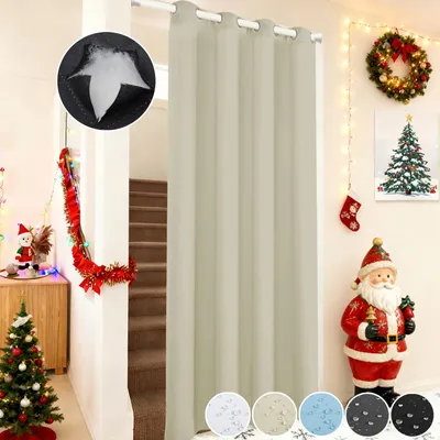 Image de Rideau occultant beige de 132 x 203 cm, en polyester, anti-lumière, avec œillets, idéal pour chambre à coucher et salon - 1 pièce