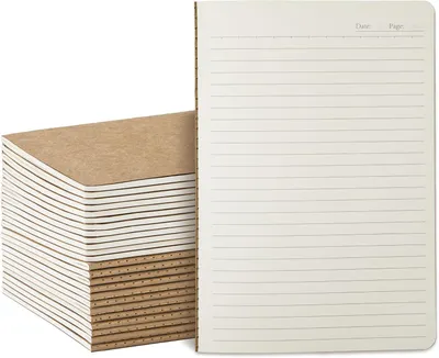 Produktbild von Kraft Notizbücher A5, 24 Stück, 60 Seiten liniert, 21 x 14 cm, für Schule