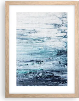 Produktbild von Gerahmtes Poster - Rahmen in heller Eiche - Abstraktion Prellung Blau - 30x40 cm - Wand Bild - Wanddeko - Wandbilder - Kunstposter - Wandposter - Bilderrahmen - Bilder - Kunstdruck - P2NPA30x40-4380