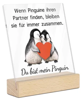 Immagine prodotto di Segnalibro decorativo in acrilico con l'incisione "Tu sei il mio pinguino", con base in legno, ideale per decorare la tavola in modo romantico, perfetto come regalo per il partner