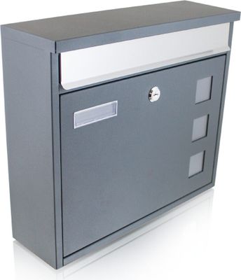 Bituxx Design Wandbriefkasten Grau MS-16057