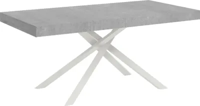 Immagine prodotto di ITYHOME - Tavolo allungabile 180/440x90 cm Karida cemento gambe bianche