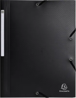 Image de Exacompta 50x Chemises à élastiques 3 rabats PP recyclé Opak Noir 55701E