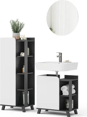 Produktbild von Badmöbel-Set Vicco Karen Anthrazit/Weiß 3 Teile, Model 54717
