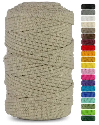 Makramee-Garn hellbeige, 3 mm, 100 m, Baumwollkordel