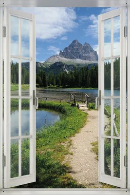 Produktbild von Wallario Outdoor-Poster für Garten oder Balkon 61 x 91,50 cm: See in Berglandschaft