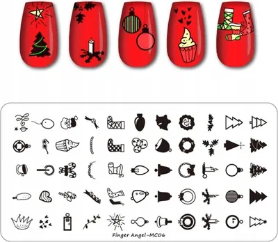 Produktbild von Nagelstempelplatte für Nageldesign 12x6 cm mit festlichen Motiven MC-06 Edition