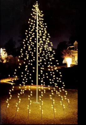Produktbild von ECD Germany Fahnenmast Lichterkette 10 Stränge 8m mit 360 LEDs Warmweiß für Bäume inkl. 10 Heringen und 10 Kabelbindern Schwarz IP44 Außen Beleuchtung