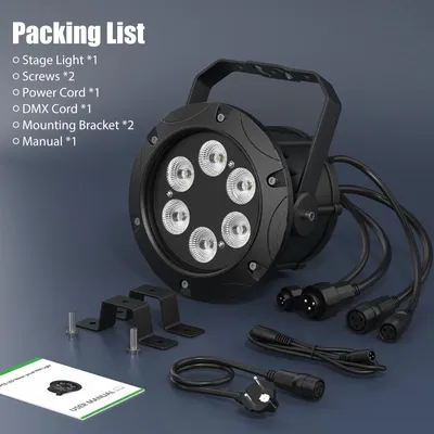 Obrázek produktu pro LED osvětlení pro jeviště – reflektory DMX-PAR – sada 4 kusů – 6 × 10 W RGBW – vodotěsné (IP65) – zástrčka EU – 100–240 V – vhodné pro venkovní použití