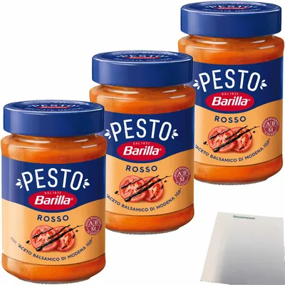 Produktbild von Barilla Pesto Rosso 3er Pack (3x200g Glas) + usy Block