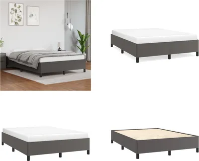 Produktbild von vidaXL Bettgestell Grau 140x190 cm Kunstleder - Bettgestell - Bettgestelle - Bett - Schlafzimmermöbel