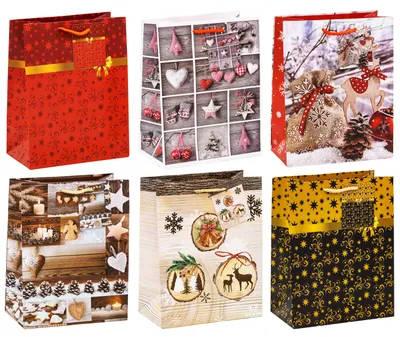 Produktbild von TSI 83019 Geschenktüten Weihnachten Serie 9, 12er Packung, Mittel (HxBxT 23 x 18 x 10 cm)