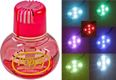 Produktbild von Lufterfrischer Duft Erdbeere Poppy LED Multicolor Beleuchtung mit Dimmfunktion 12 / 24 Volt LKW Auto KFZ Wohnmobil