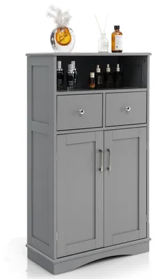 Immagine prodotto di Mobiletto bagno, base con ripiano e 2 cassetti, colore grigio, dimensioni 60x30x108 cm