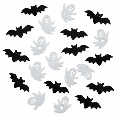 Produktbild von Streudeko Halloween 18 teilig – Fledermäuse und Gespenster in Schwarz-Weiß